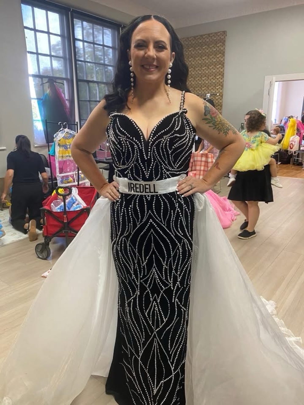 Black & White Embellished Evening Gown